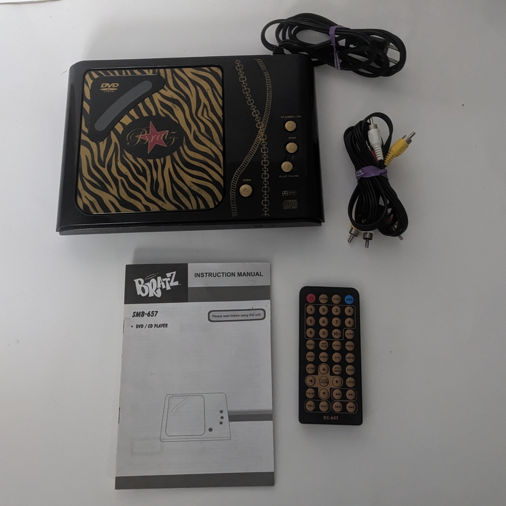 Bratz DVD Player Top Loading With Remote SMB-657 Leppard Print MGA TV Tested